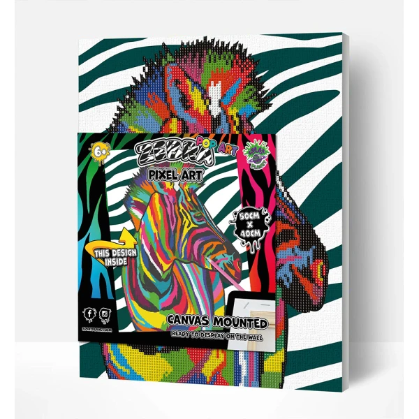 SPLAT PLANET DIAMOND PAINTING KIT ON FRAMED CANVAS 30X40 cm ZEBRA