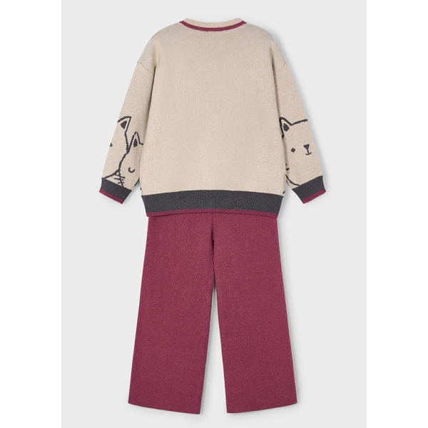 MAYORAL SET TROUSERS LONG KNITTED CHERRY MIX
