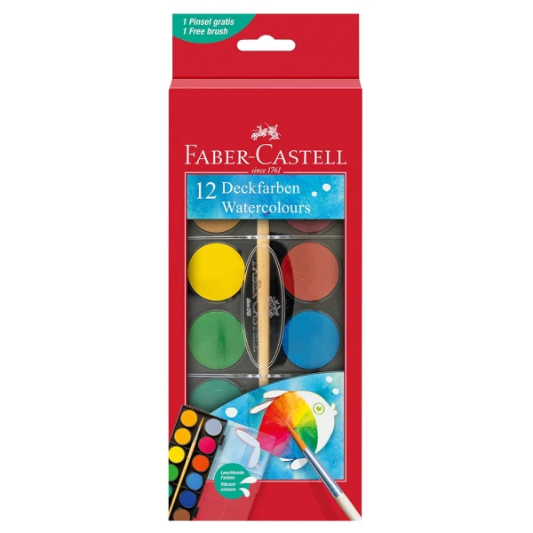 FABER-CASTELL LARGE SET WATERCOLORS 12 COLOURS