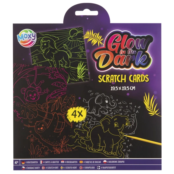 SCRATCH CARDS GLOW IN THE DARK 19.5 x 19.5 cm - 2 DESIGNS