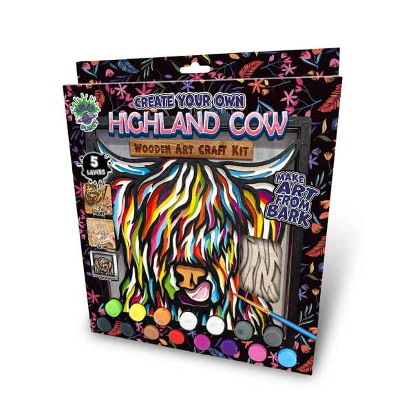 SPLAT PLANET WOODEN ART CRAFT KIT HIGHLAND COW