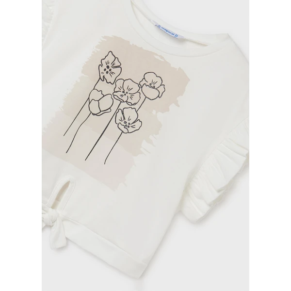 MAYORAL SHORT SLEEVES BLOUSE FLOWERS ECRU