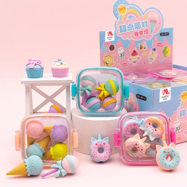 FANCY ERASER SET DELICIOUS DESSERTS - 4 DESIGNS
