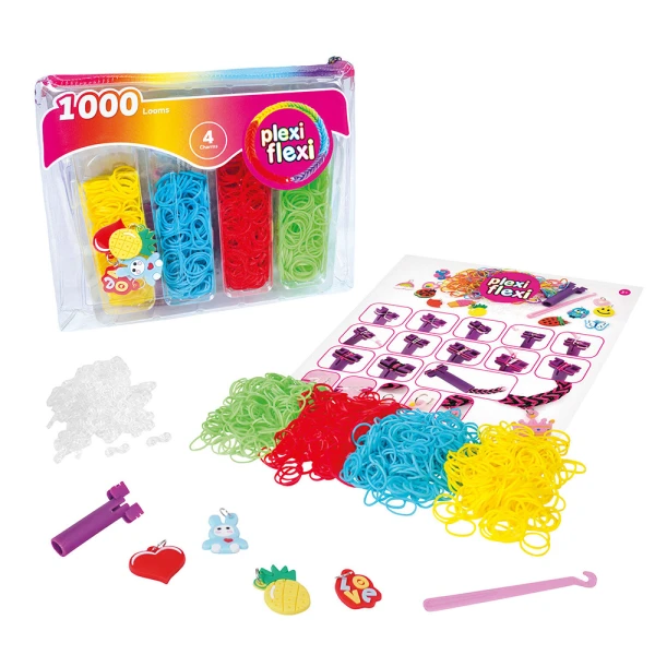 PLEXI-FLEXI BAG WITH 1000 LOOMS & 4 CHARMS - 2 COLOURS