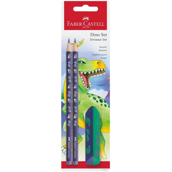 FABER-CASTELL ΣΕΤ 2 ΜΟΛΥΒΙΑ ΚΑΙ ΓΟΜΑ DF ΔΕΙΝΟΣΑΥΡΟΣ