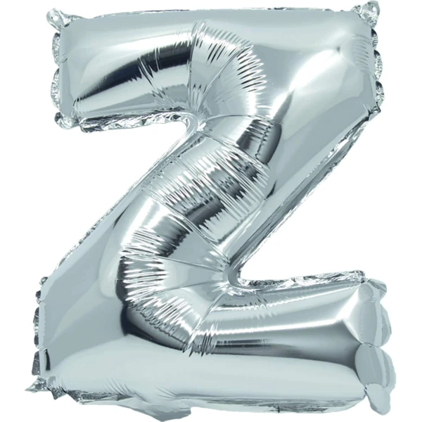 BALLOON SILVER FOIL 32 cm LETTER Z AND STRAW