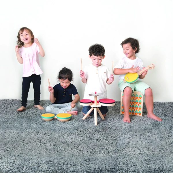 PLAN TOYS WOODEN TOY DOUBLE DRUMS