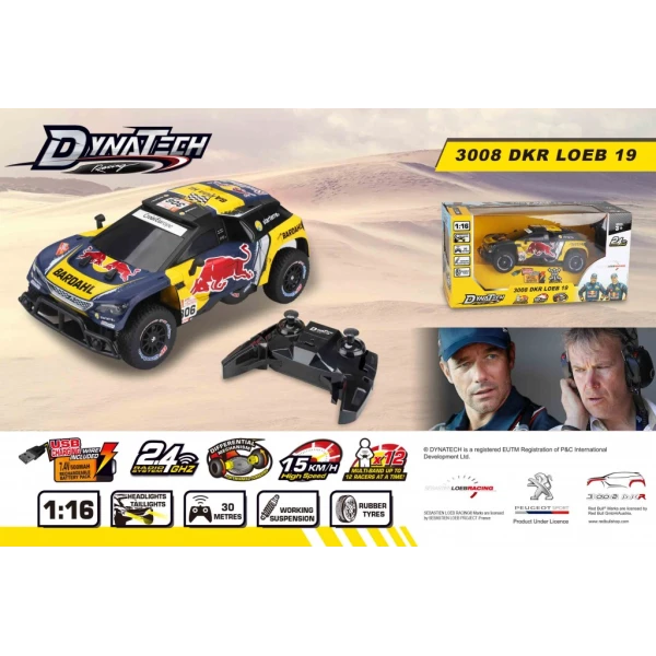 KOOL SPEED RALLY OFFICIAL DAKAR ΤΗΛΕΚΑΤΕΥΘΥΝΟΜΕΝΟ ΑΥΤΟΚΙΝΗΤΟ RC 1:16 PEUGEOT 3008 DAKAR LEOB 19 (RECHARGEABLE)