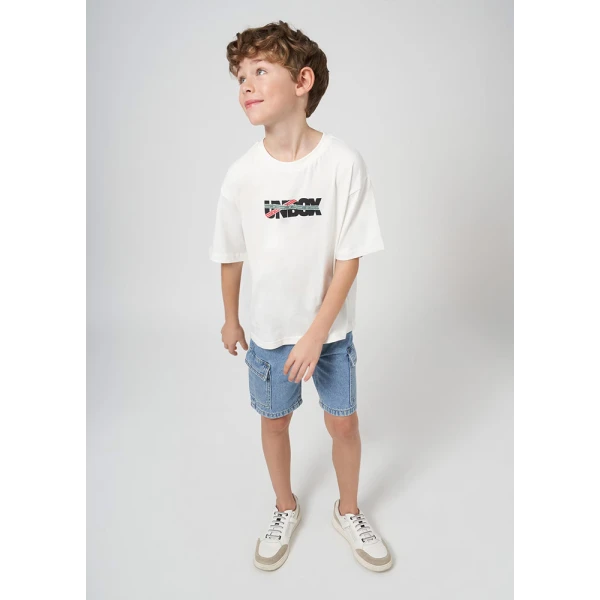 MAYORAL BERMUDA SHORTS DENIM CARGO DENIM