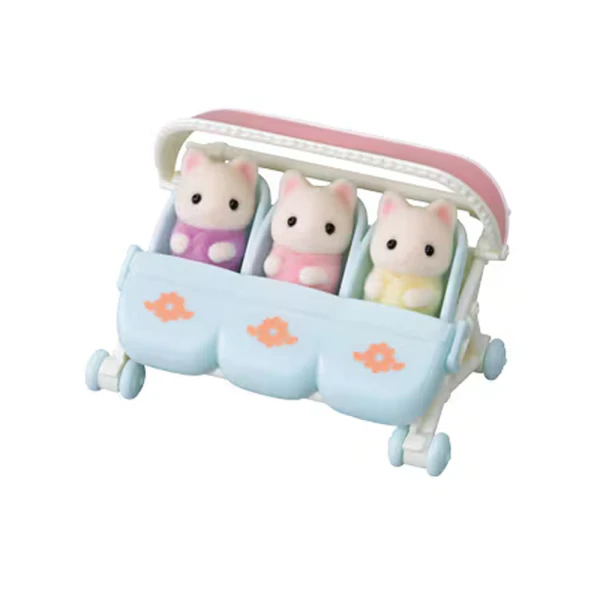 THE SYLVANIAN FAMILIES FLORAL CAT TRIPLETS & STROLLER