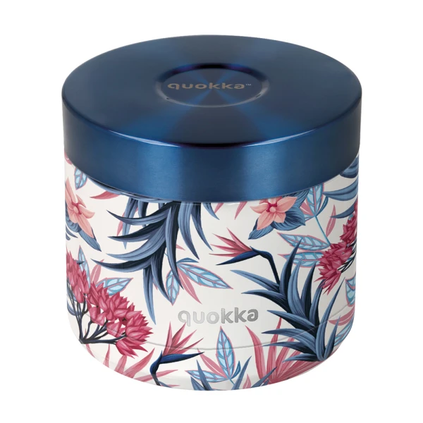 QUOKKA THERMAL STAINLESS STEEL FOOD JAR 600ml WHIM BLUE GARDEN