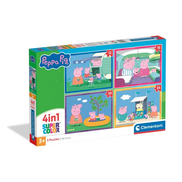 CLEMENTONI ΠΑΙΔΙΚΟ ΠΑΖΛ 4 ΣΕ 1 SUPER COLOR PEPPA PIG 12-16-20-24 ΤΜΧ