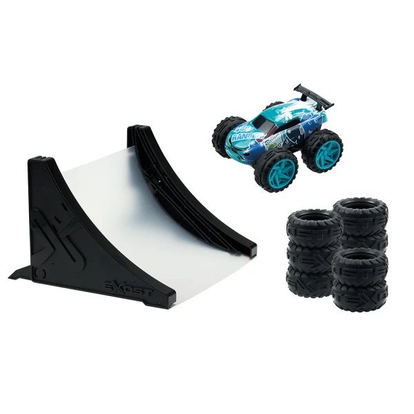 EXOST JUMP TOY CAR FRICTION POWERED WITH RAMP AND OBSTACLES - 3 DESIGNS