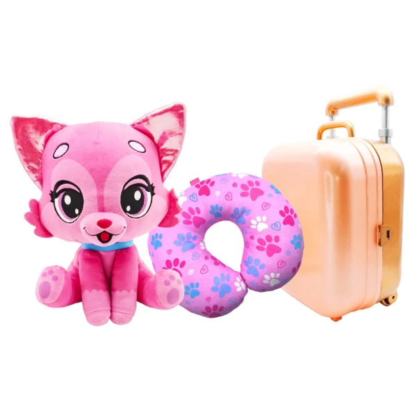 LOVABLE LUGGABLES SUITCASE WITH PLUSH AND TRAVEL PILLOW ROSIE JETSET