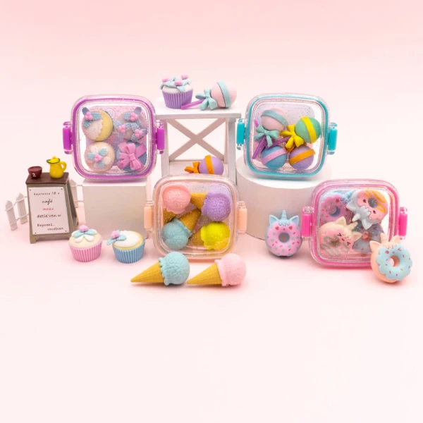 FANCY ERASER SET DELICIOUS DESSERTS - 4 DESIGNS
