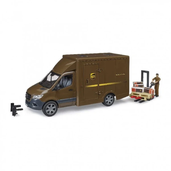 BRUDER VAN MERCEDES BENZ UPS WITH DRIVER AND LIFT