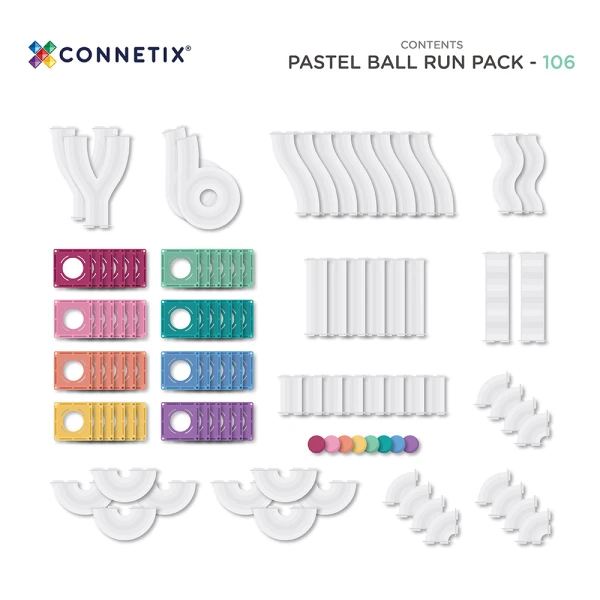 CONNETIX MAGNETIC TILES PASTEL BALL RUN PACK 106 pcs