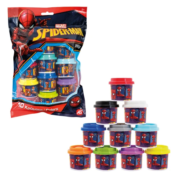 AS 10 DOUGH JARS 1OZ IN A BAG SPIDERMAN FOR AGES 3+