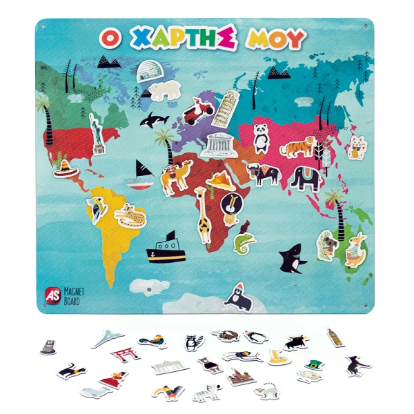 AS MAGNET BOX WORLD MAP 45 EDUCATIONAL PAPER MAGNETS FOR AGES 3+