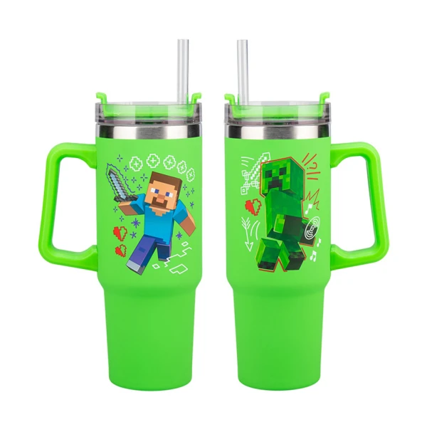 MINECRAFT - GREEN MULTIWAY INSULATED TRAVEL CUP WITH STRAW 900ml