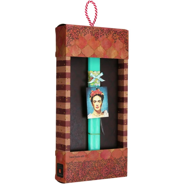 SYNCHRONIA HANDMADE CANDLE 30 cm BASIC - FRIDA KAHLO TURQUOISE