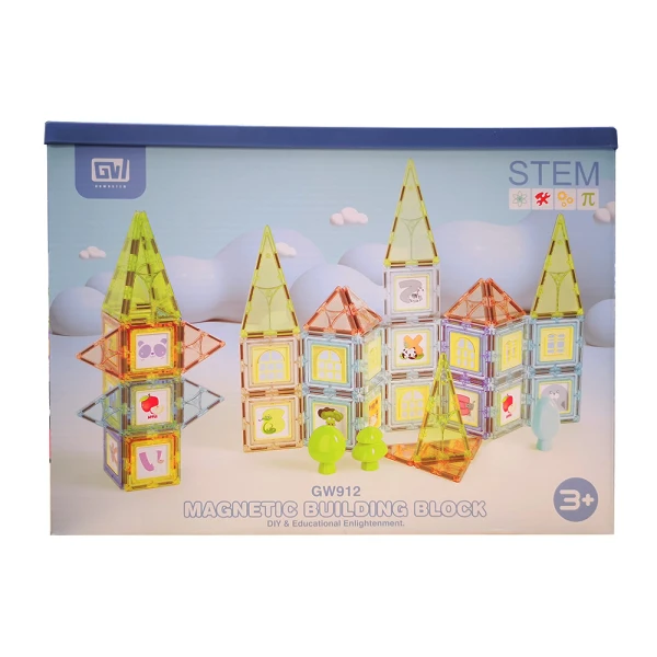 SET WITH MAGNETIC BRICKS IN PALE COLORS 59 pcs.