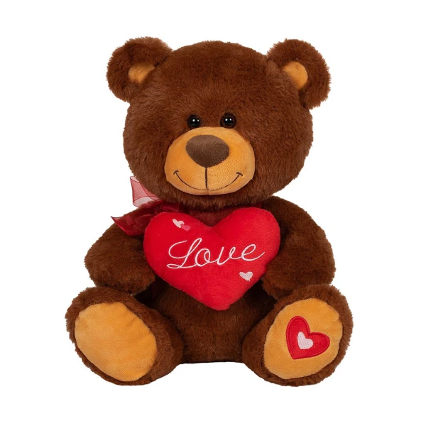 PLUSH BEAR WITH RED HEART 30 cm - 3 COLOURS