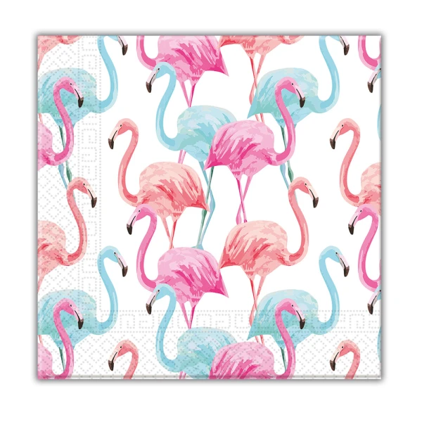 3plY PAPER NAPKINS 33X33 cm 20 pcs TROPICAL FLAMINGO