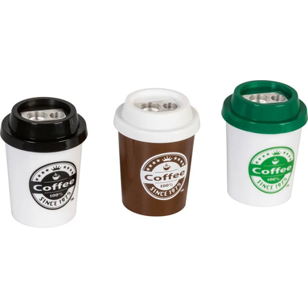 FUN DOUBLE METAL SHARPENER COFFEE TO GO - 3 COLOURS