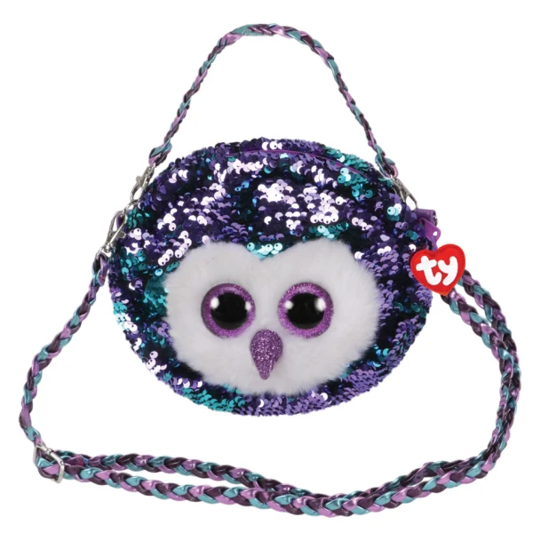 TY BEANIE BOOS SEQUIN PLUSH SHOULDER BAG BLUE OWL MOONLIGHT