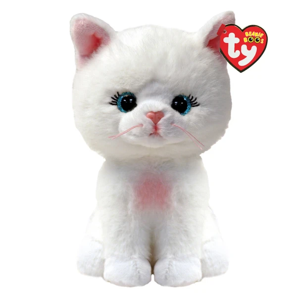 TY BEANIE BOOS FLUFFY WHITE CAT 15 cm