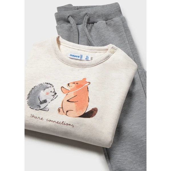 MAYORAL SET PANTS SWEATSHIRT VEST TERRACOTTA