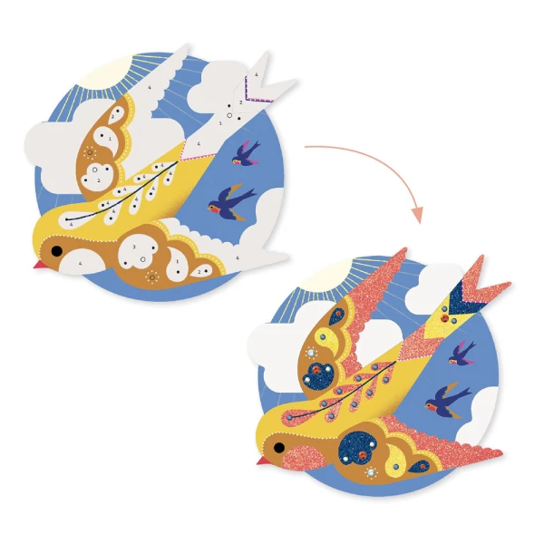 DJECO I CREATE WITH GLITTER AND RHINESTONES PARADISE BIRDS