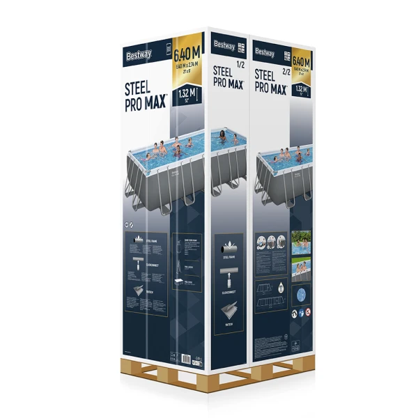 BESTWAY RACTANGULAR POOL STEEL PRO MAX 640X274X132 cm