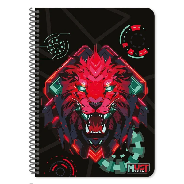 MUST TEAM SPIRAL NOTEBOOK 17X25 cm 2-SUBJECT 60 SHEETS – PLAYER (4 DESIGNS)