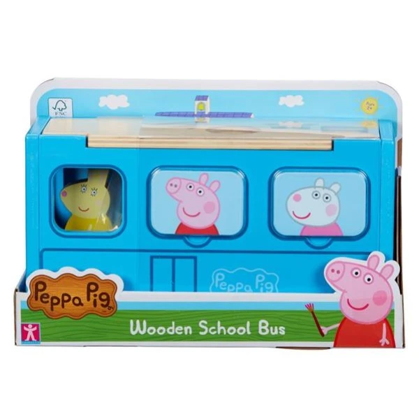 PEPPA PIG ΞΥΛΙΝΟ ΣΧΟΛΙΚΟ ΛΕΩΦΟΡΕΙΟ ΜΕ ΣΧΗΜΑΤΑ