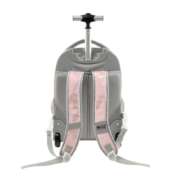 MUST TEAM SCHOOL TROLLEY BACKPACK 31X22X45 cm 3 CASES PINK HOLOGRAM