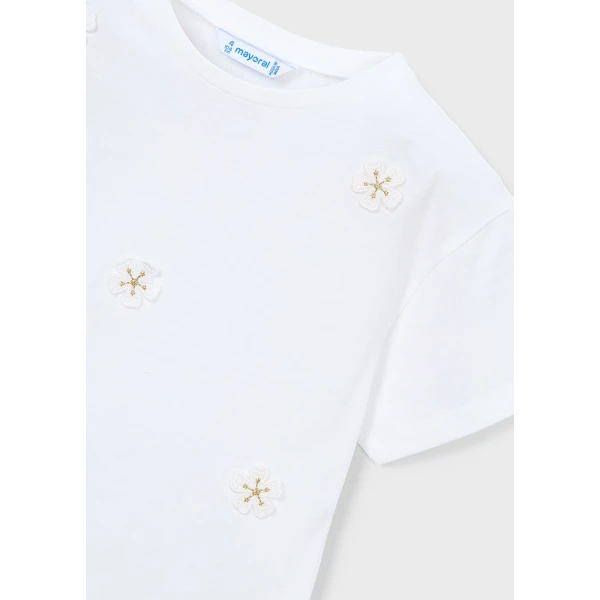 MAYORAL BLOUSE SHORT SLEEVES APPLIQUE WHITE 