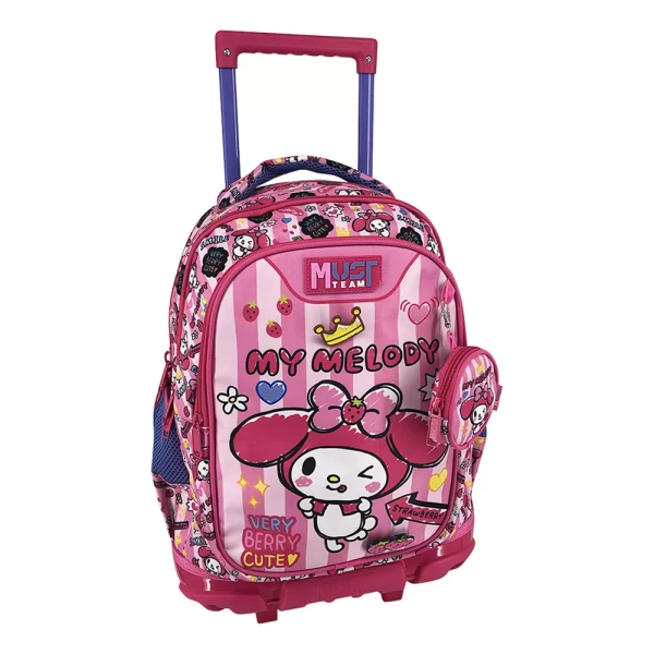 MUST TEAM SCHOOL TROLLEY BACKPACK 34x20x44 cm 3 CASES MY MELODY PINK BOW