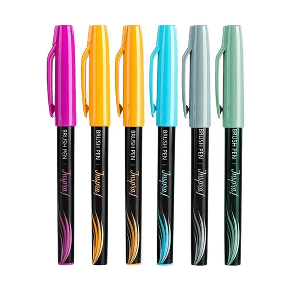 DELI DESIGN MARKERS BRUSH TIP IN PLASTIC BLISTER 6 COLORS 0.4mm INSPIRA