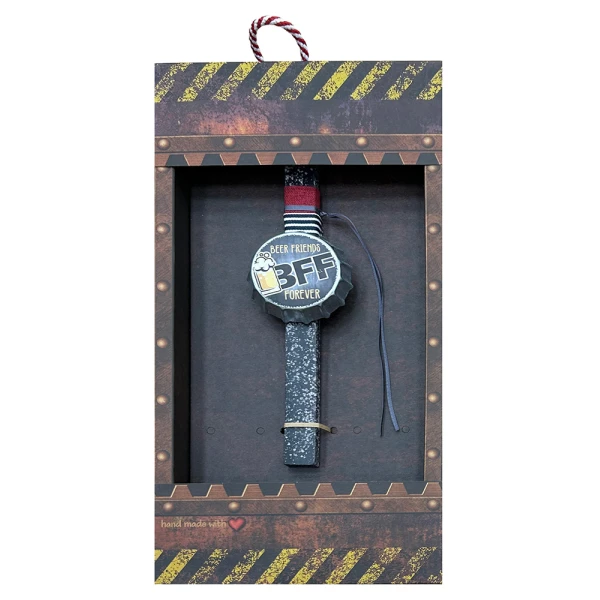 SYNCHRONIA HANDMADE CANDLE 30 cm MAGNET BOTTLE CAP OPENER GREY