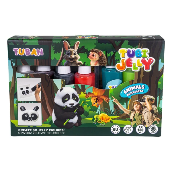 TUBAN SET TUBI JELLY ANIMALS TO CREATE 3D GEL FIGURES 6 COLOURS