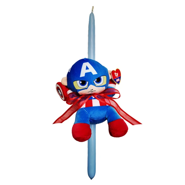 EASTER CANDLE SOFT PLUSH BEANIE BABIES CAPTAIN AMERICA 15 CM.