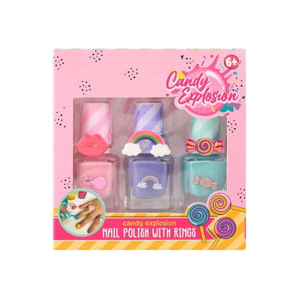 CANDY EXPLOSION ΣΕΤ ΒΕΡΝΙΚΙΑ ΝΥΧΙΩΝ 3 τεμ. ΜΕ ΔΑΚΤΥΛΙΔΙΑ - 2 ΣΧΕΔΙΑ