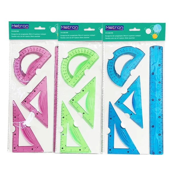 METRON KIDS FLEXIBLE GEOMETRY SET 30 cm TRANSPARENT - 3 COLORS