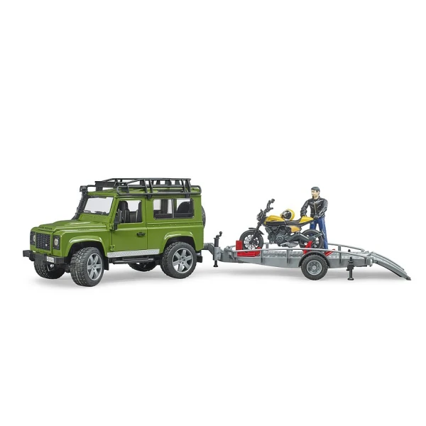 BRUDER LAND ROVER ΜΕ ΤΡΕΙΛΕΡ, ΜΗΧΑΝΗ DUCATI ΚΑΙ ΟΔΗΓΟ