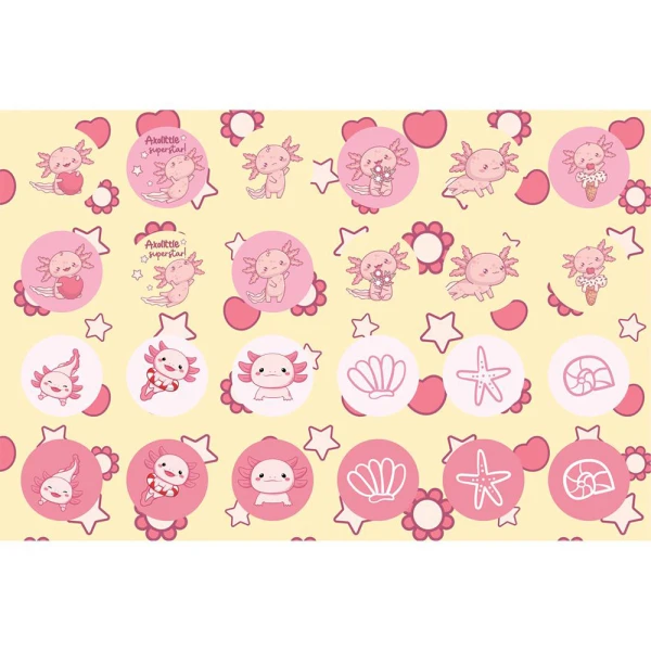 DRAWING PAD 23Χ33 cm 40 SHEETS WITH STICKERS & STENCIL AXOLOTL - 2 DESIGNS