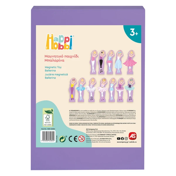 HAPPIHOBBI MAGNET 35 EDUCATIONAL WOODEN MAGNETS SWEET BALLERINA