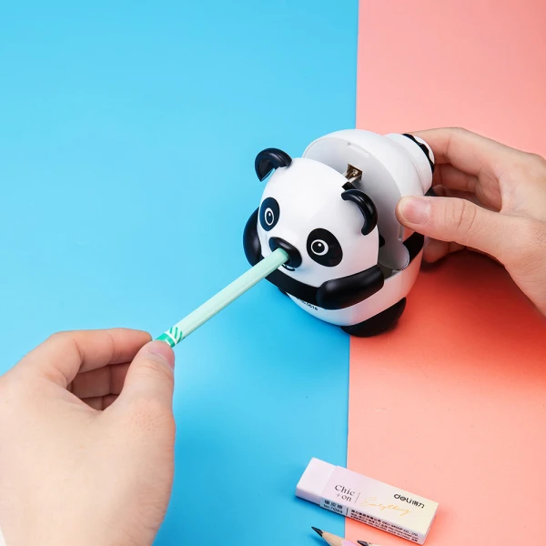 DELI DESKTOP PLASTIC SHARPENER 8mm PANDA - WHITE
