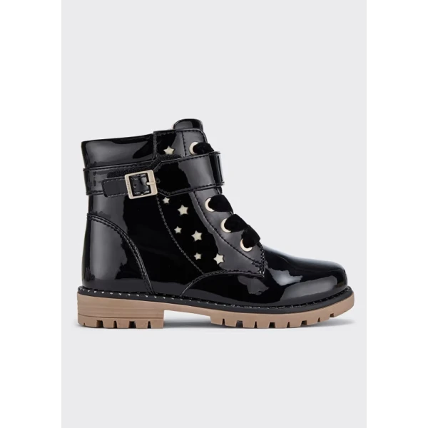 MAYORAL ANKLE BOOT BIKER PATENT BLACK